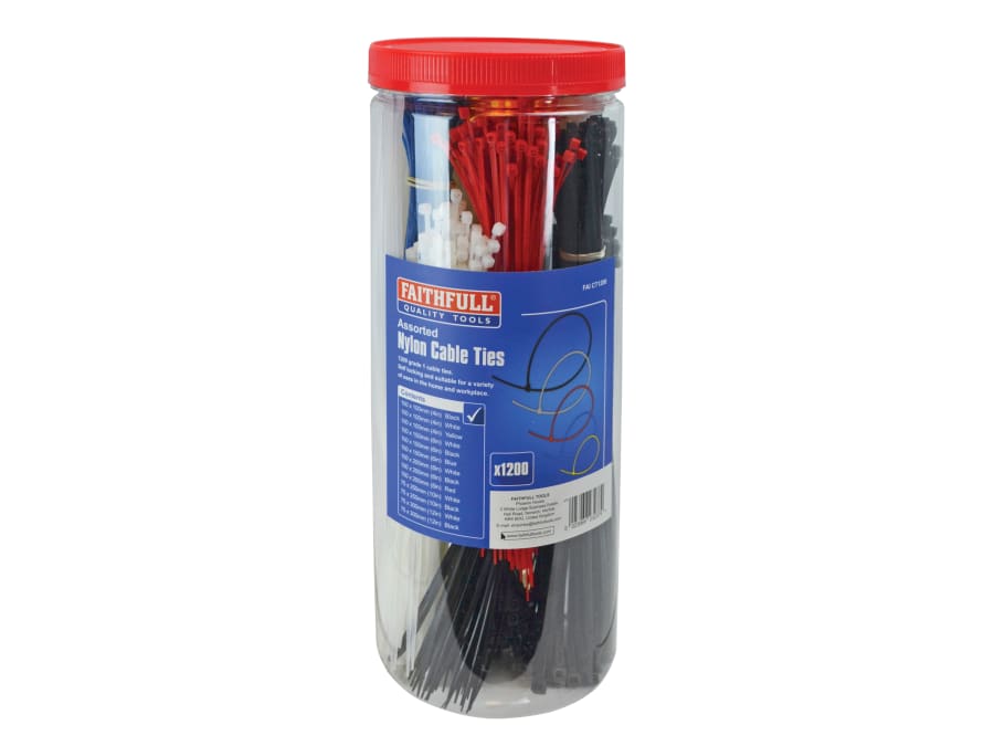 Faithfull FAICT1200 Cable Ties with Barrel Pack 1200