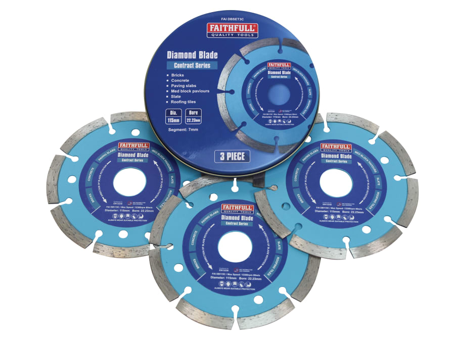 Faithfull FAIDBSET3C 115 x 22.2mm Diamond Blades Pack 3