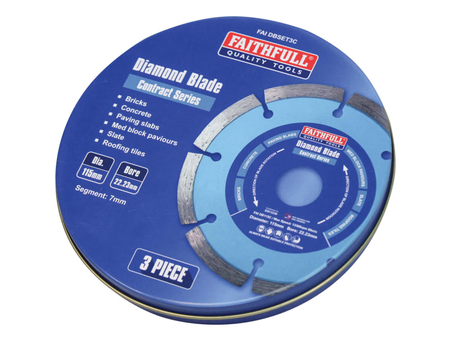 Faithfull FAIDBSET3C 115 x 22.2mm Diamond Blades Pack 3