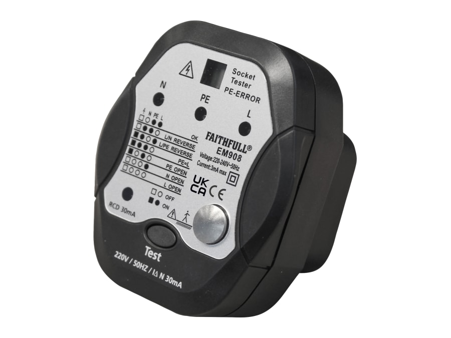 Faithfull FAIDETSOCRCD Socket Polarity Tester with RCD Test Function