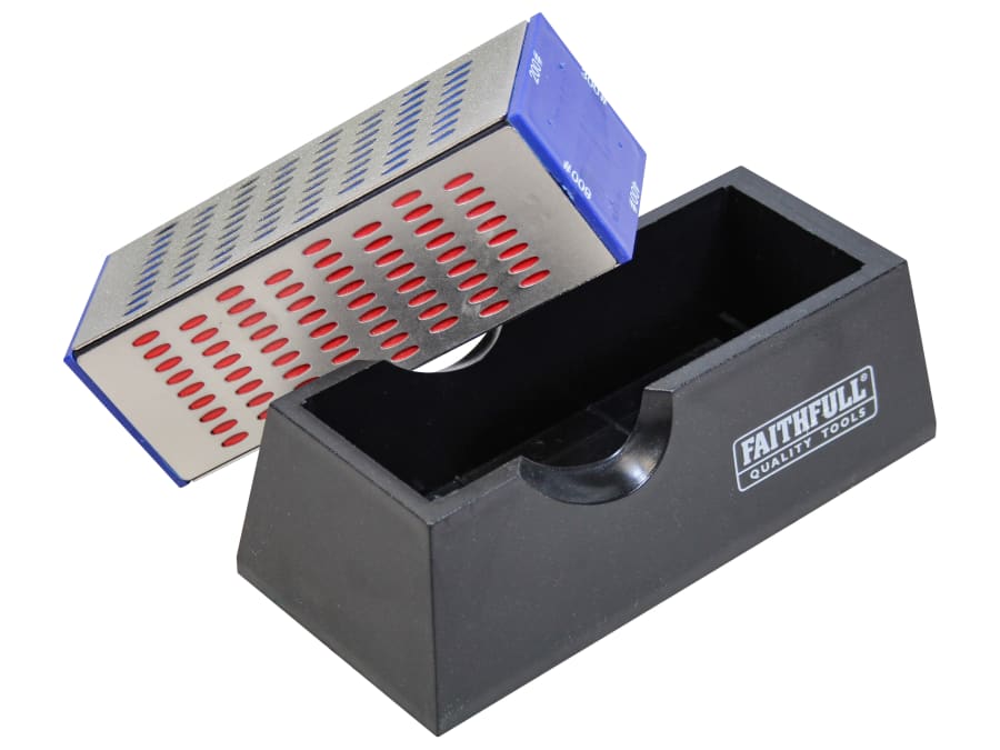 Faithfull FAIDWQUAD 4 Sided Diamond Sharpening Stone 150 x 50 x 50mm