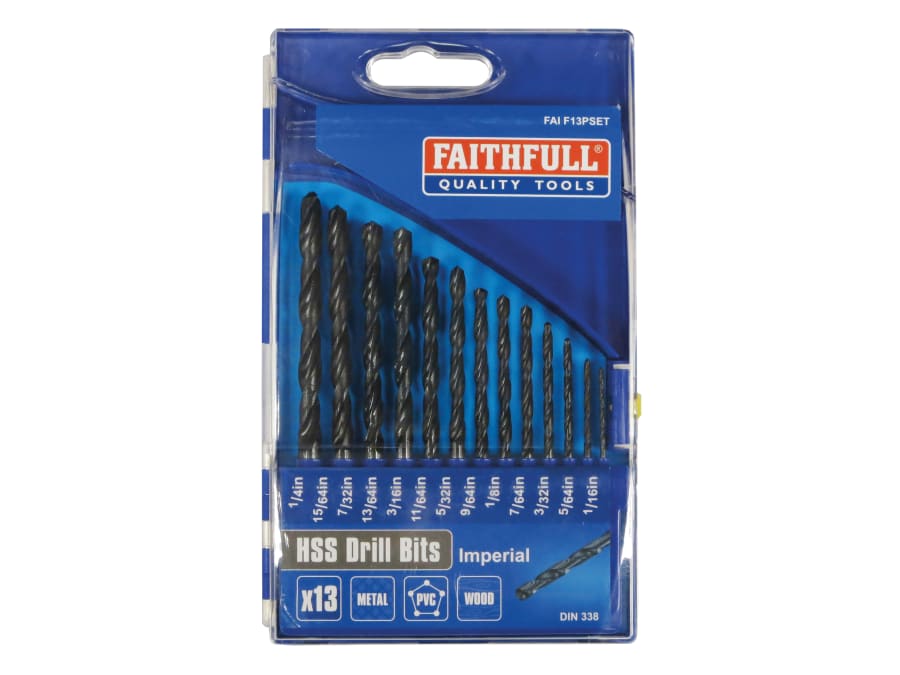 Faithfull FAIF13PSET 13 Piece HSS Drill Bit Set 1/16-1/4in