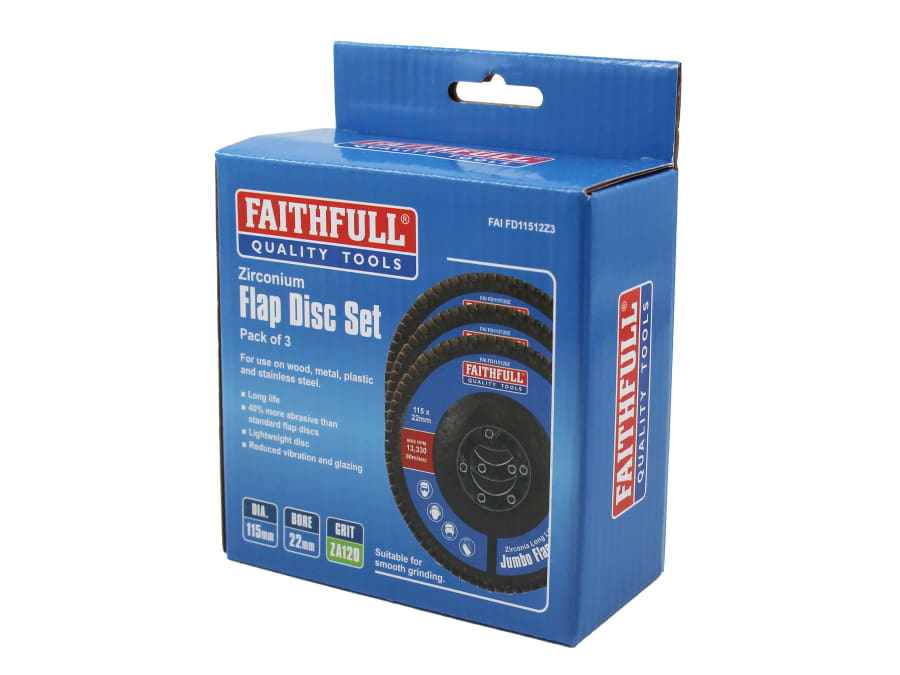 Faithfull FAIFD11512Z3 115 x 22mm 120 Grit Zirconia Flap Disc
