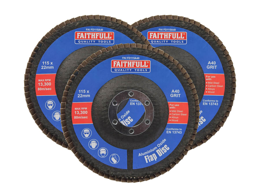 Faithfull FAIFD11540A3 115mm 40 Grit Aluminium Oxide Flap Disc
