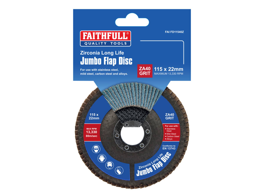 Faithfull FAIFD11540Z 115mm 40 Grit Zirconia Flap Disc
