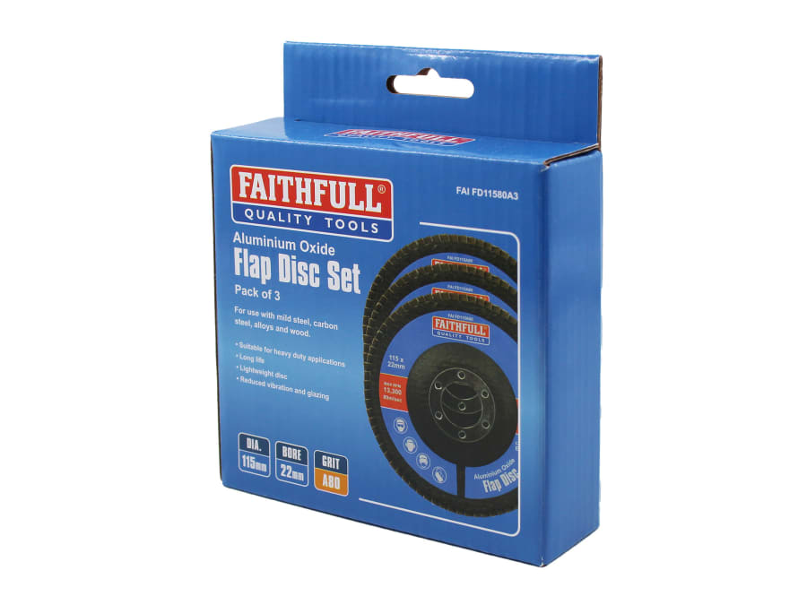 Faithfull FAIFD11580A3 115mm Aluminium Oxide Flap Disc 80 Grit