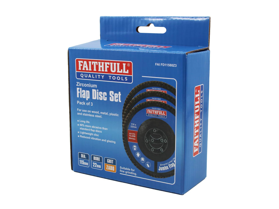 Faithfull FAIFD11580Z3 115mm 80 Grit Zirconia Flap Disc