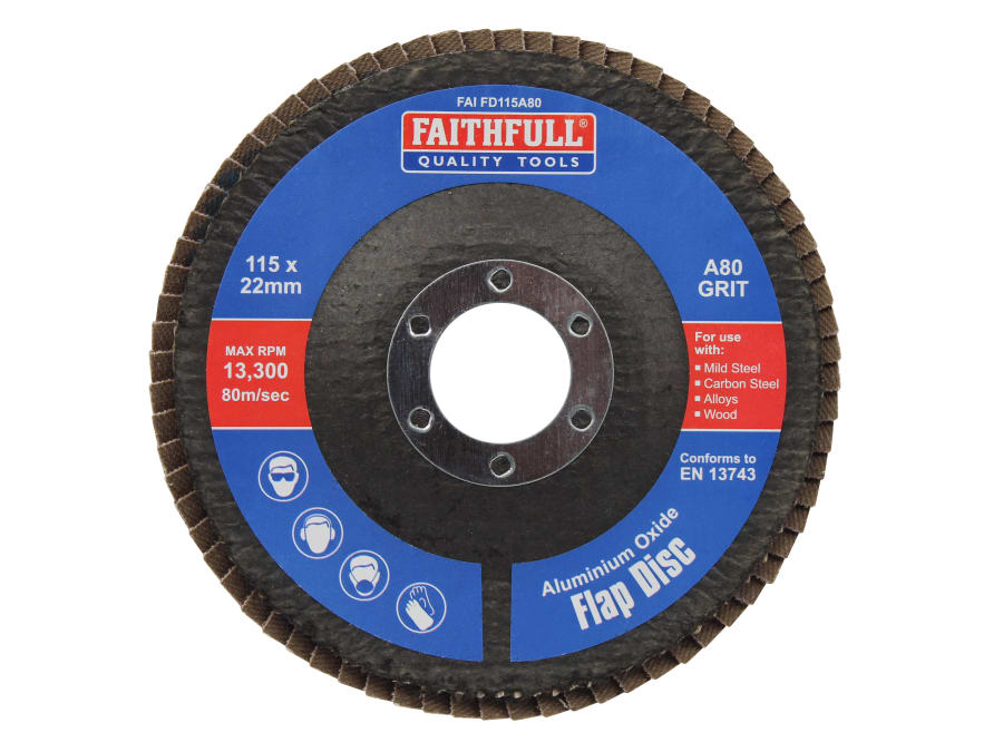 Faithfull FAIFD115A80 115mm 80 Grit Aluminium Oxide Flap Disc