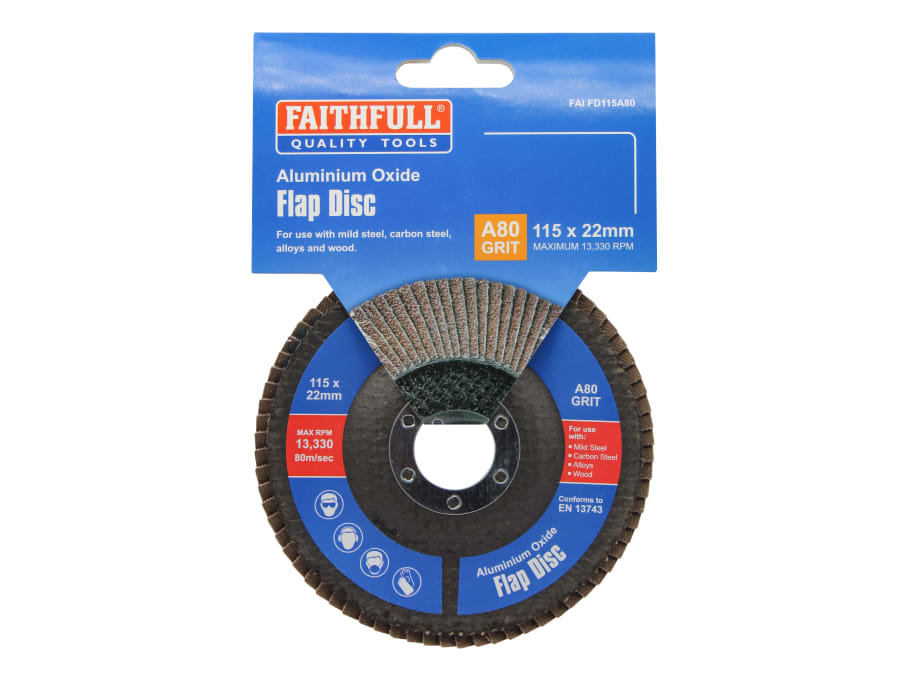 Faithfull FAIFD115A80 115mm 80 Grit Aluminium Oxide Flap Disc
