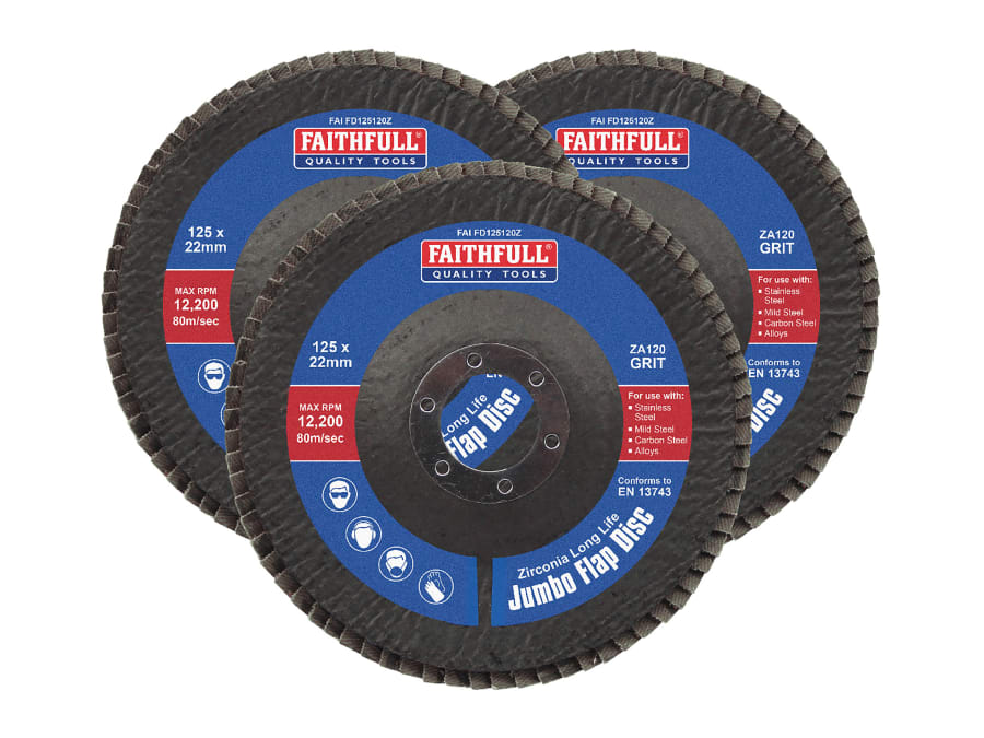 Faithfull FAIFD12512Z3 125mm 120 Grit Zirconia Flap Disc
