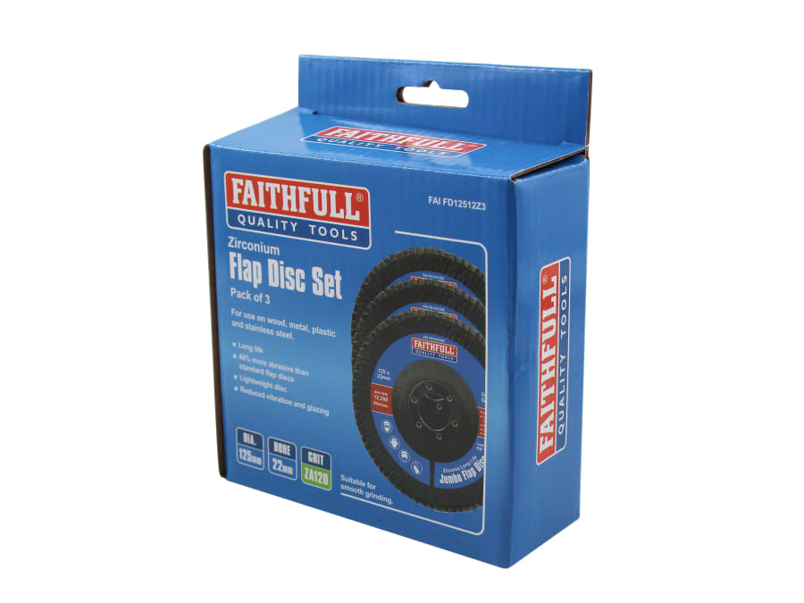 Faithfull FAIFD12512Z3 125mm 120 Grit Zirconia Flap Disc