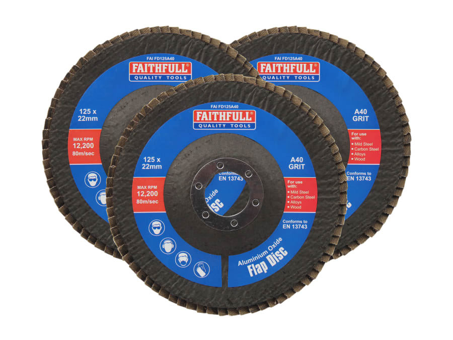 Faithfull FAIFD12540A3 125mm 40 Grit Aluminium Oxide Flap Disc