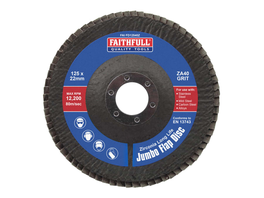 Faithfull FAIFD12540Z 125mm 40 Grit Zirconia Flap Disc
