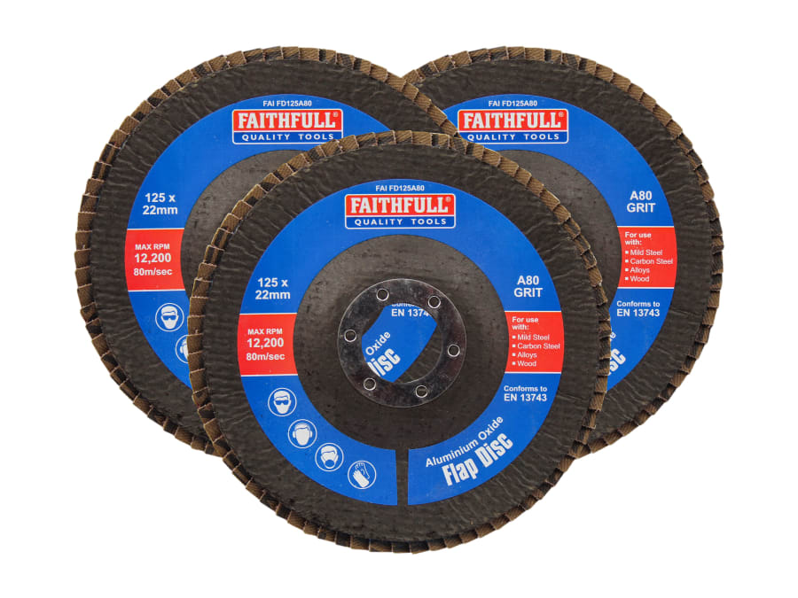 Faithfull FAIFD12580A3 125mm 80 Grit Aluminium Oxide Flap Disc
