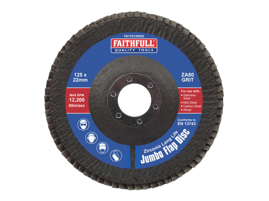 Faithfull FAIFD12580Z 125mm 80 Grit Zirconia Flap Disc