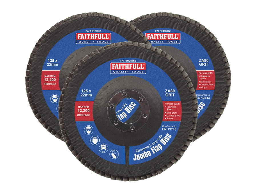 Faithfull FAIFD12580Z3 125mm 80 Grit Zirconia Flap Disc