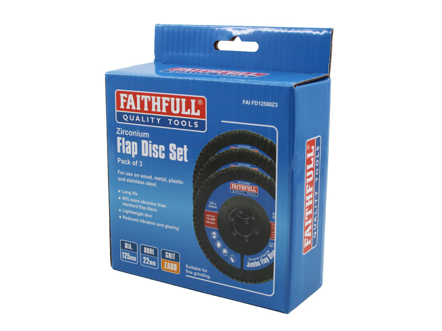 Faithfull FAIFD12580Z3 125mm 80 Grit Zirconia Flap Disc