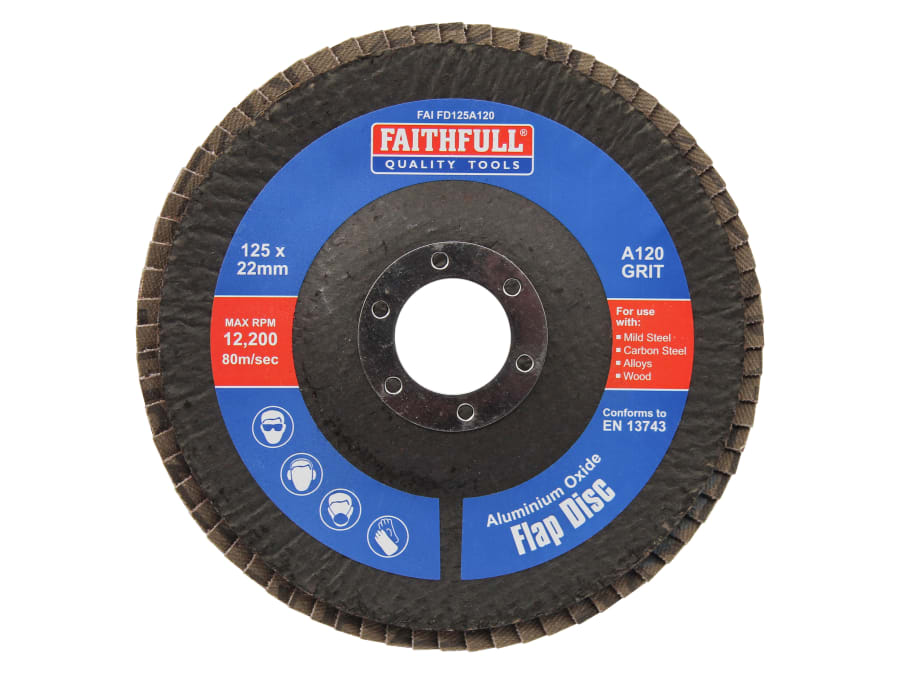 Faithfull FAIFD125A120 125mm 120 Grit Aluminium Oxide Flap Disc