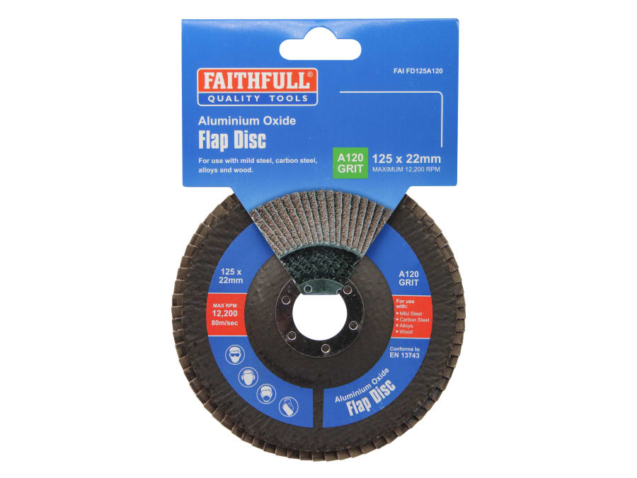 Faithfull FAIFD125A120 125mm 120 Grit Aluminium Oxide Flap Disc