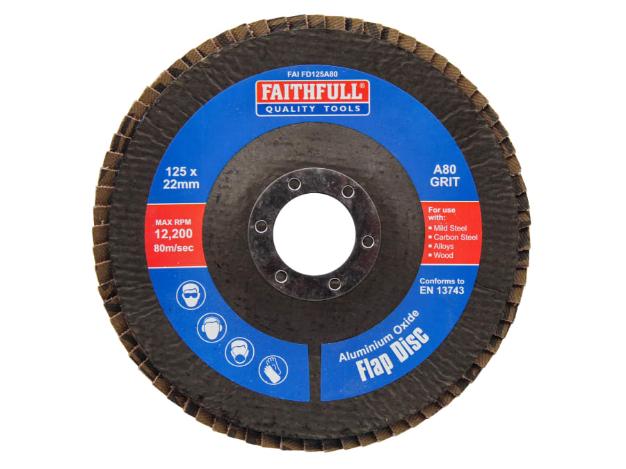 Faithfull FAIFD125A80 125mm x 22mm 80 Grit Aluminium Oxide Flap Disc