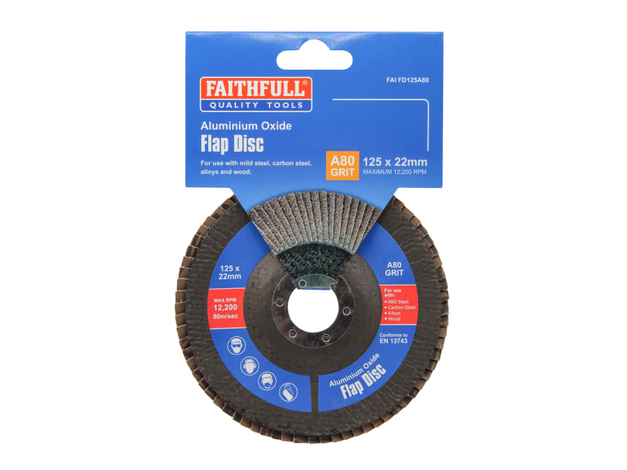 Faithfull FAIFD125A80 125mm x 22mm 80 Grit Aluminium Oxide Flap Disc