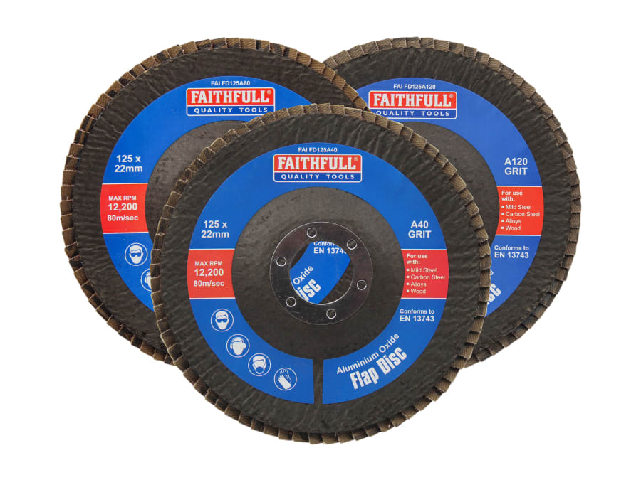 Faithfull FAIFD125AM3 125mm Aluminium Oxide Flap Disc