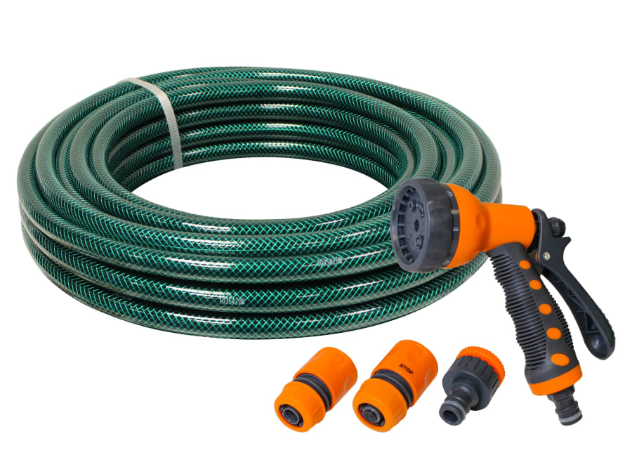 Faithfull FAIHOSE20AV 20m PVC Garden Hose with Fittings and Spray Gun