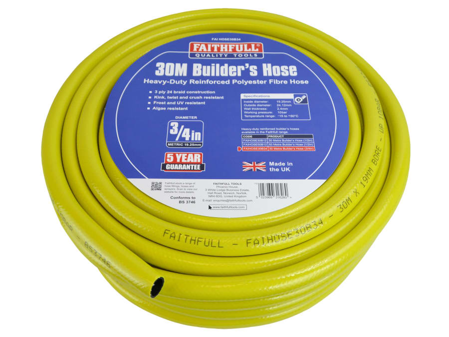 Faithfull FAIHOSE30B34 30m Builder's Hose 19.25mm