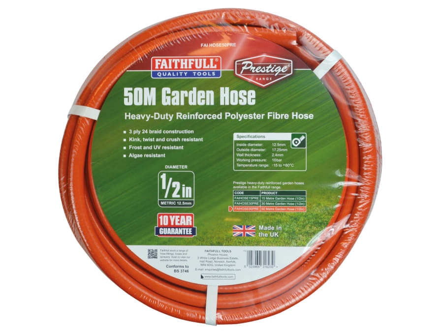 Faithfull FAIHOSE50PRE 50m Garden Hose 12.5mm
