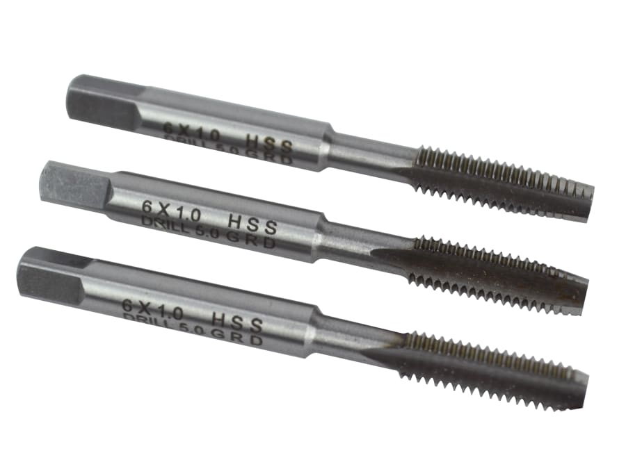 Faithfull FAIHSSTM6 M6 x 1.0 HSS Straight Flute Tap Set 3 Piece