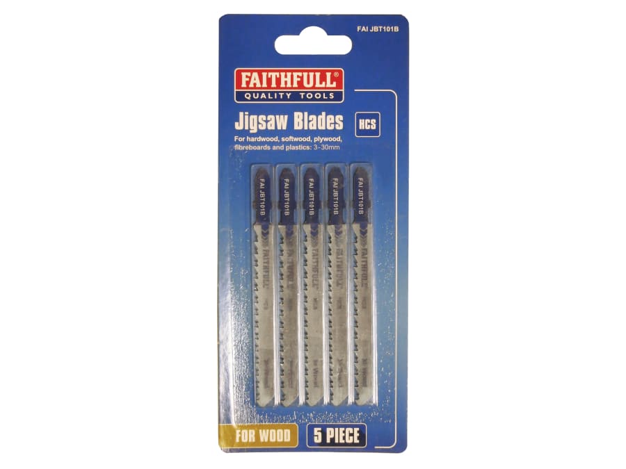Faithfull FAIJBT101B Jigsaw Blades Pack of 5