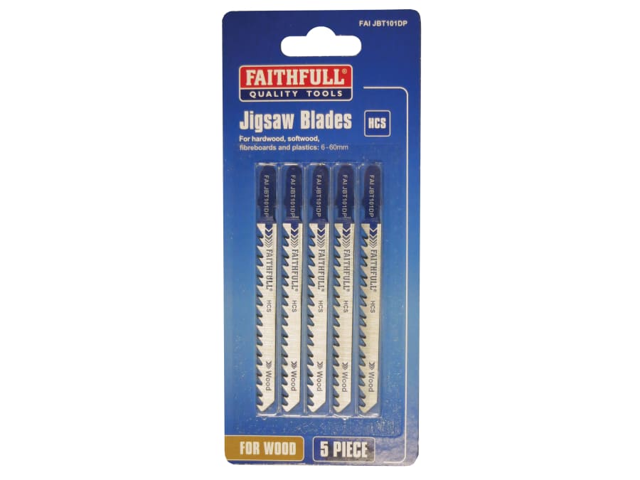Faithfull FAIJBT101DP Jigsaw Blades with 5 Blades