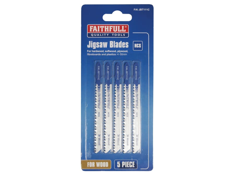 Faithfull FAIJBT111C T111C Wood Jigsaw Blades Pack of 5