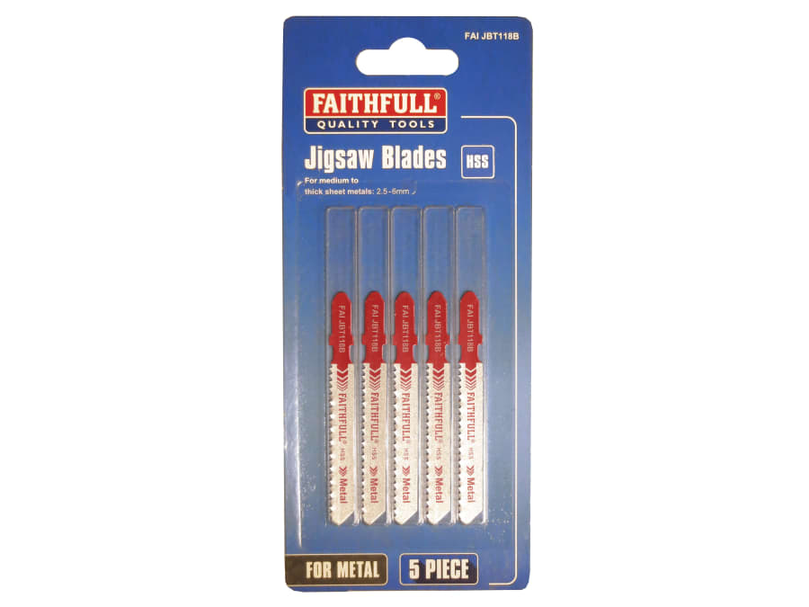 Faithfull FAIJBT118B Metal Cutting Jigsaw Blades 5 Pack