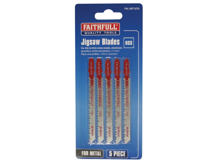 Faithfull FAIJBT127D Metal Cutting Jigsaw Blades Pack of 5