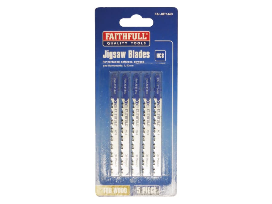 Faithfull FAIJBT144D Wood Jigsaw Blades Pack of 5