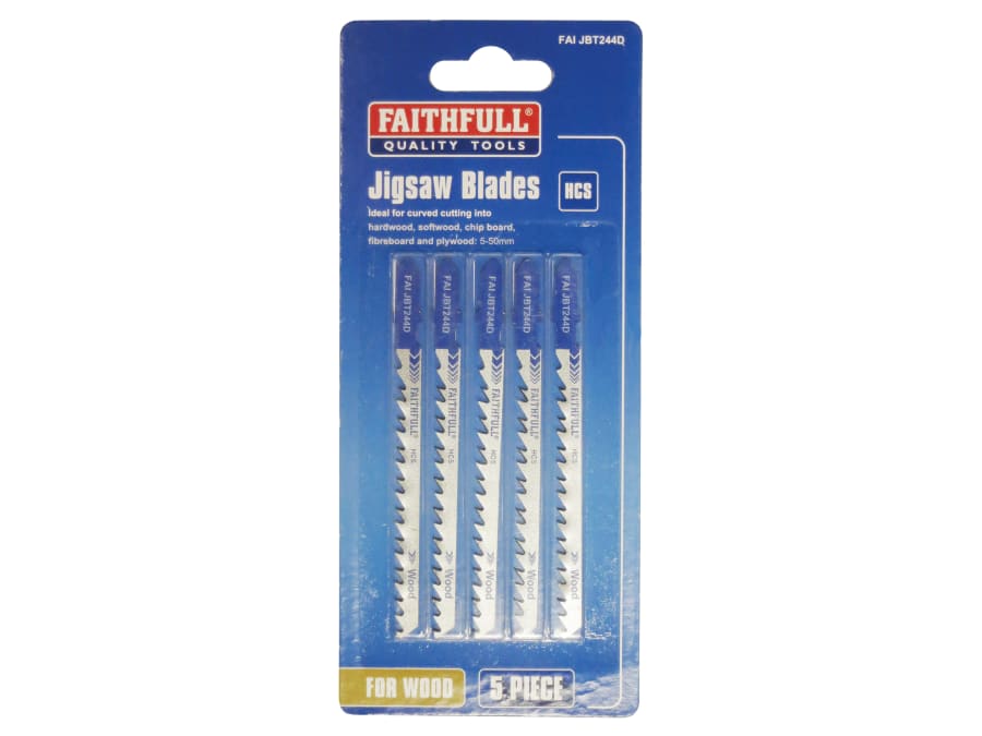 Faithfull FAIJBT244D Jigsaw Blades with 5 Pack