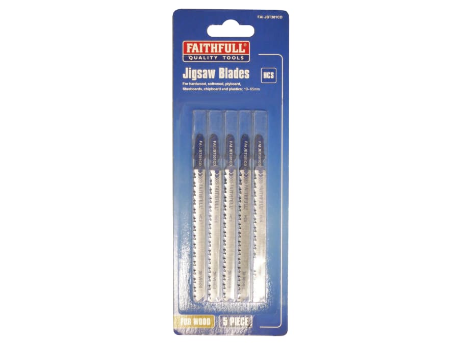 Faithfull FAIJBT301CD Wood Jigsaw Blades Pack of 5