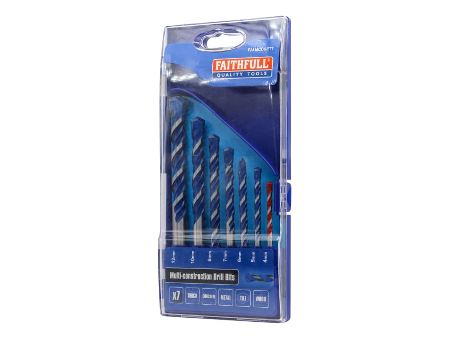 Faithfull FAIMCDSET7 7 Piece Multi Construction Drill Set