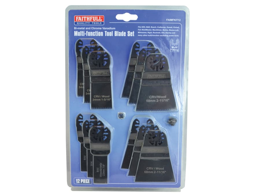 Faithfull FAIMFKIT12 12 Piece Multi-Function Tool Blade Set
