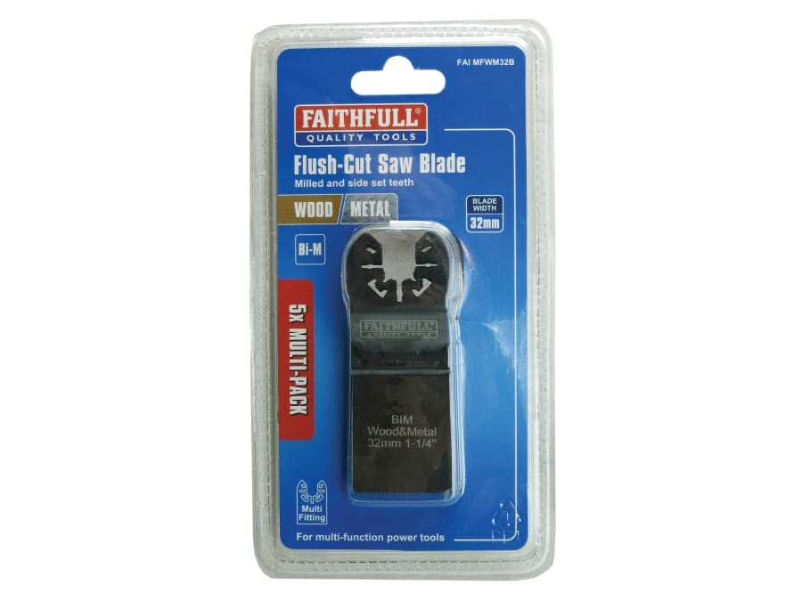 Faithfull FAIMFWM32B 32mm Bi-Metal Flush Cut Wood/Metal Blade