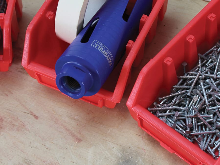 Faithfull FAIPAN12 12 Plastic Storage Bins with Wall Mounting Rails