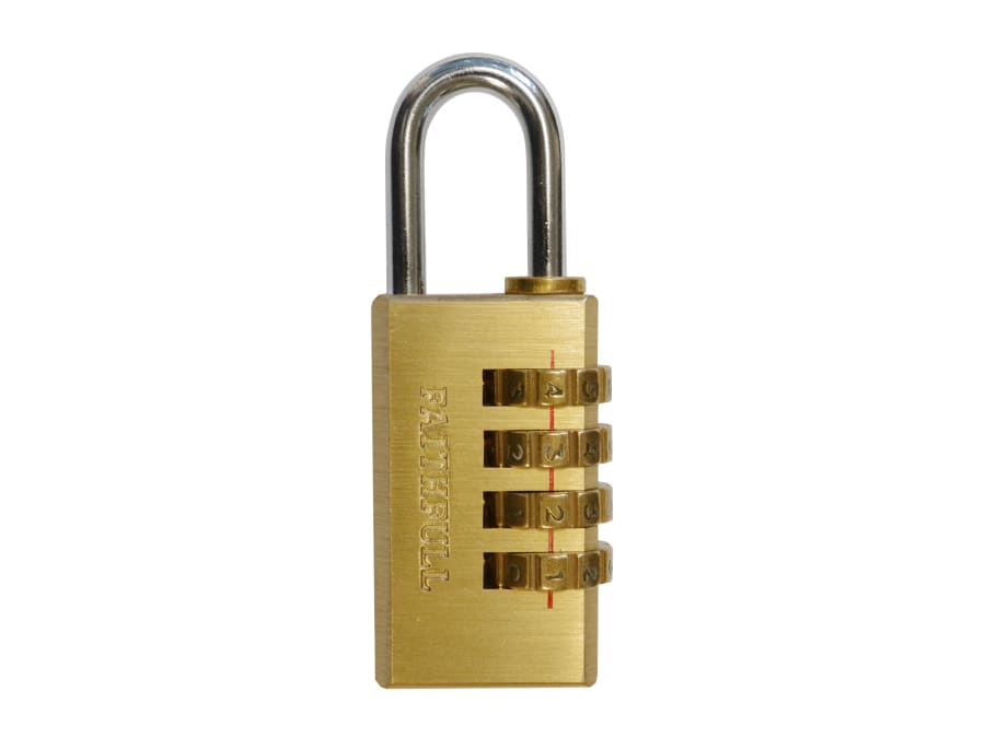 Faithfull FAIPLB20COM 20mm Brass Combination Padlock