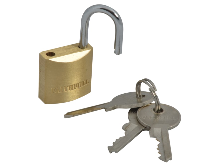Faithfull FAIPLB20 20mm Brass Padlock with 3 Keys