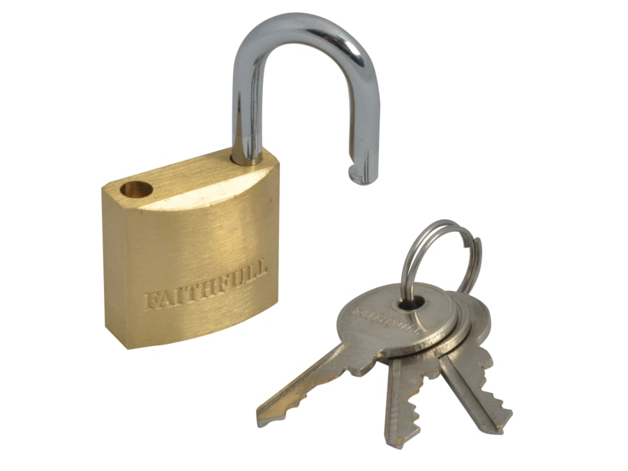 Faithfull FAIPLB25 25mm Brass Padlock with 3 Keys