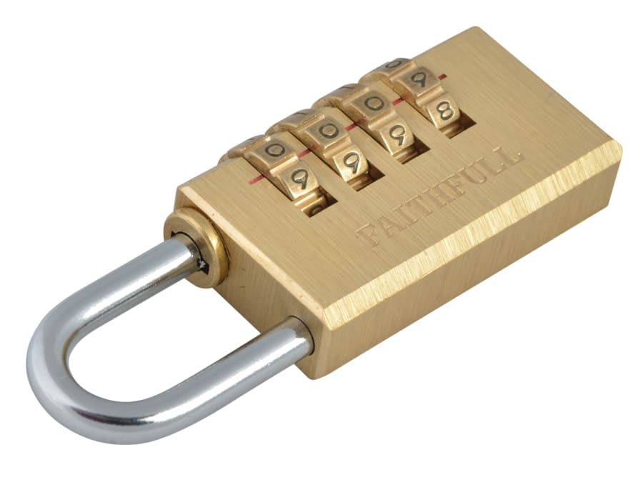 Faithfull FAIPLB28COM 28mm Brass Combination Padlock