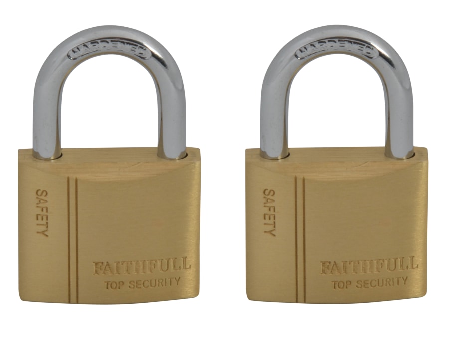 Faithfull FAIPLB40KA 40mm Brass Padlock Keyed Alike