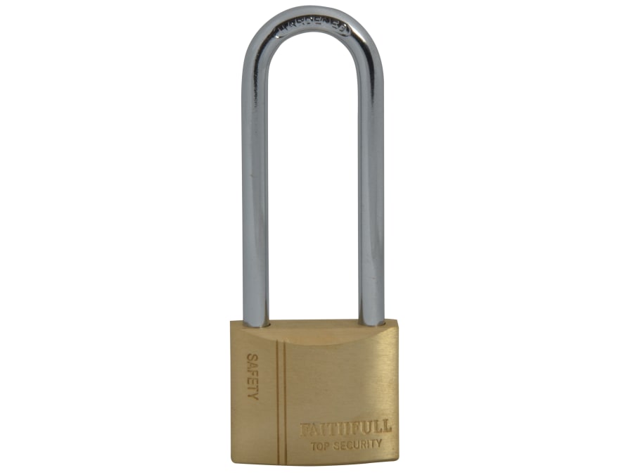 Faithfull FAIPLB40LS 40mm Brass Padlock Long Shackle