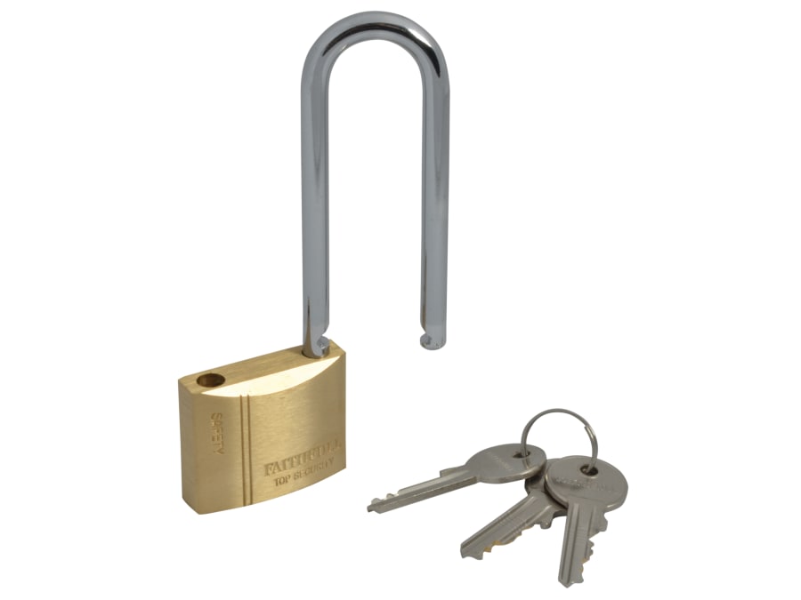 Faithfull FAIPLB40LS 40mm Brass Padlock Long Shackle