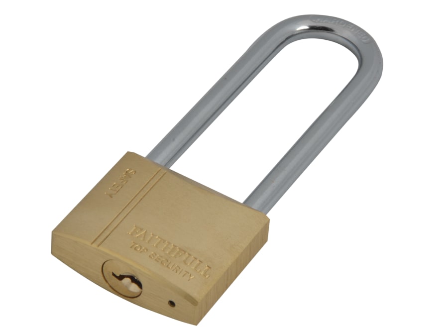 Faithfull FAIPLB40LS 40mm Brass Padlock Long Shackle